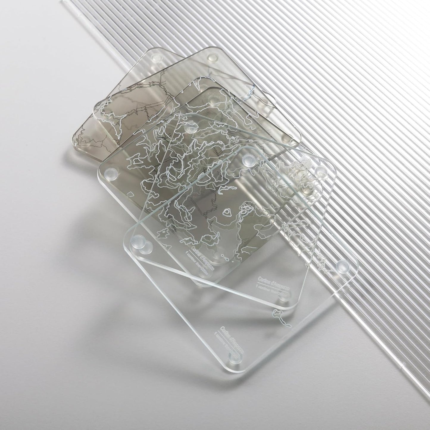 Cortina d'Ampezzo, Italy 3D Contour Map Glass Drink Coasters of Mountains, Ski Resort, Set of 6 with Holder, Housewarming Birthday Gifts, Home Decor