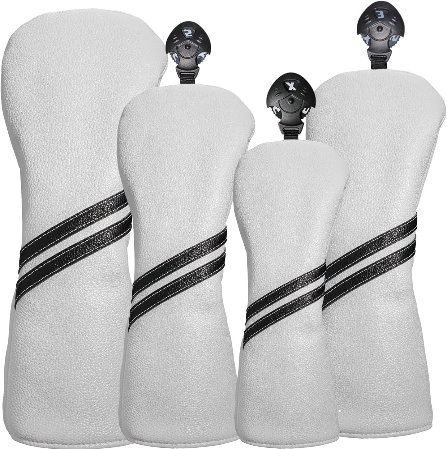 Golf Club Head Covers - 4pcs or 1pc Golf Accessories Club Covers Set for Woods and Driver Fairway Hybrids with Interchangeable Tags