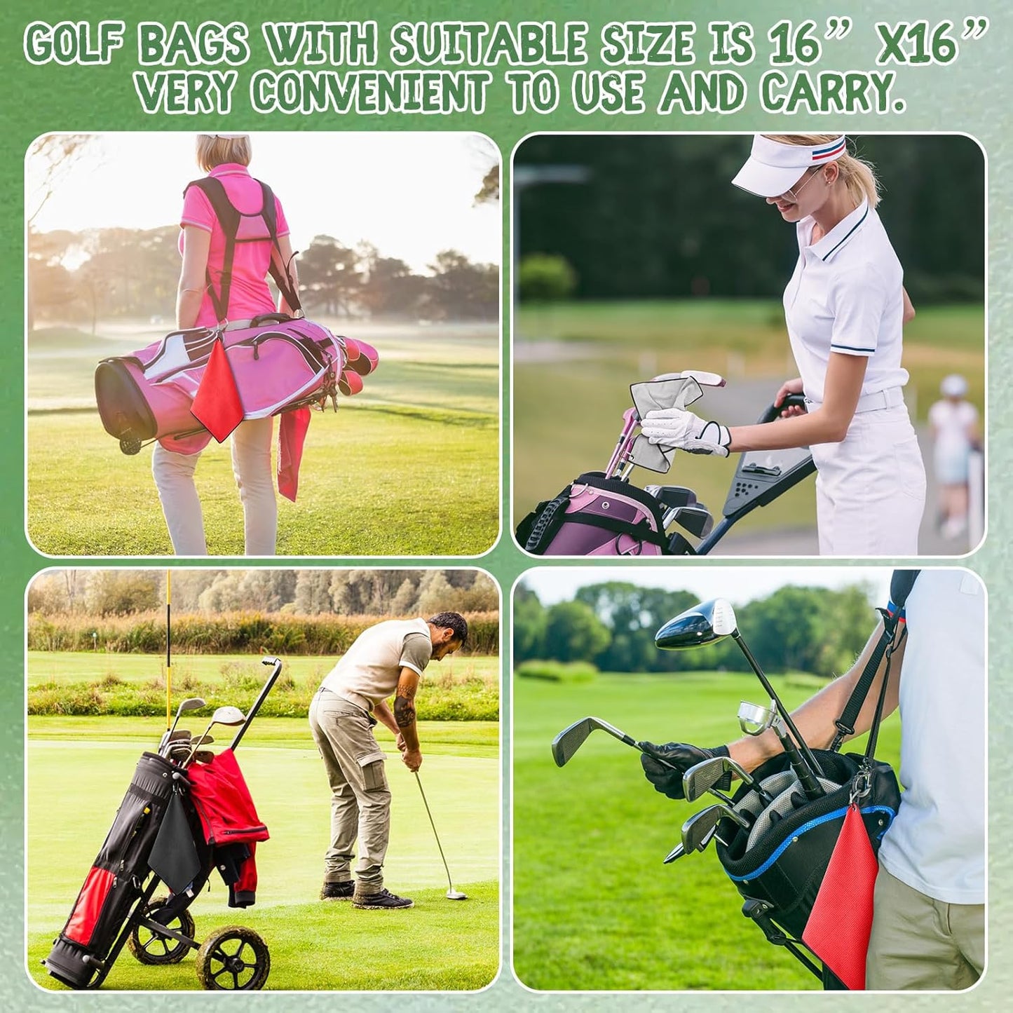 Batiyeer 30 Pcs Bulk Golf Towels for Golf Bags 16'' x 16'' Microfiber Fabric Golf Towel Waffle Pattern with Clip for Bags Men Mini Tournament Fitness Yoga Camping(Black, Gray, Red)