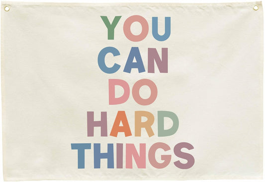 Classroom Wall Decor-Inspirational Classroom Quotes-Nursery Decoration Rectangle Banner Flag Wall Decor-You Can Do Hard Things-Positive Motivational Growth Mindset Quotes for Homeschool-28.5"L×20"W