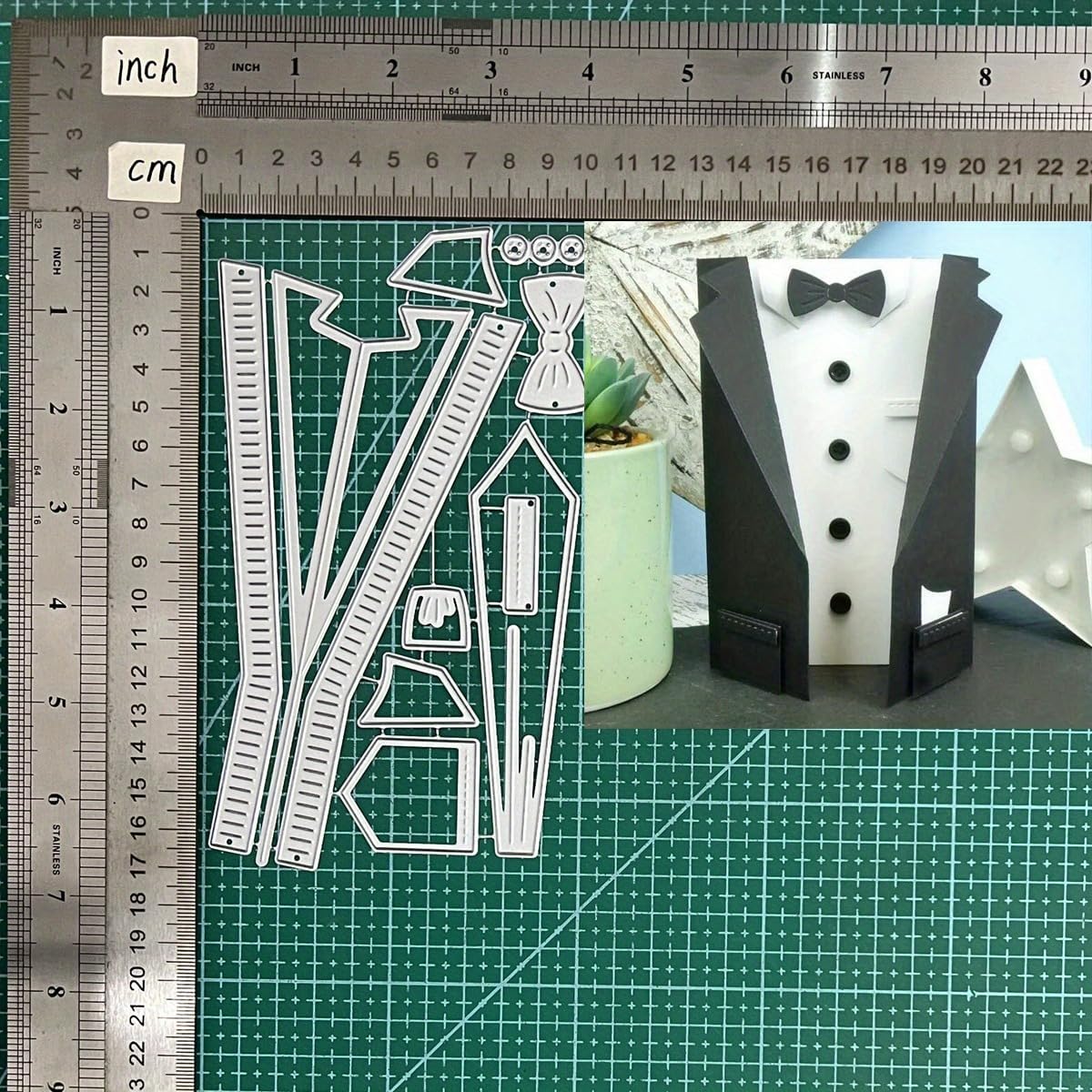 Metal Cutting Die for Scrapbooking - Cut Stencils for DIY Scrapbook Photo Album Decorative Paper Card, Card Making Supplies & Crafting Die Cut (Suit and Dress 6.7 x 4 in)