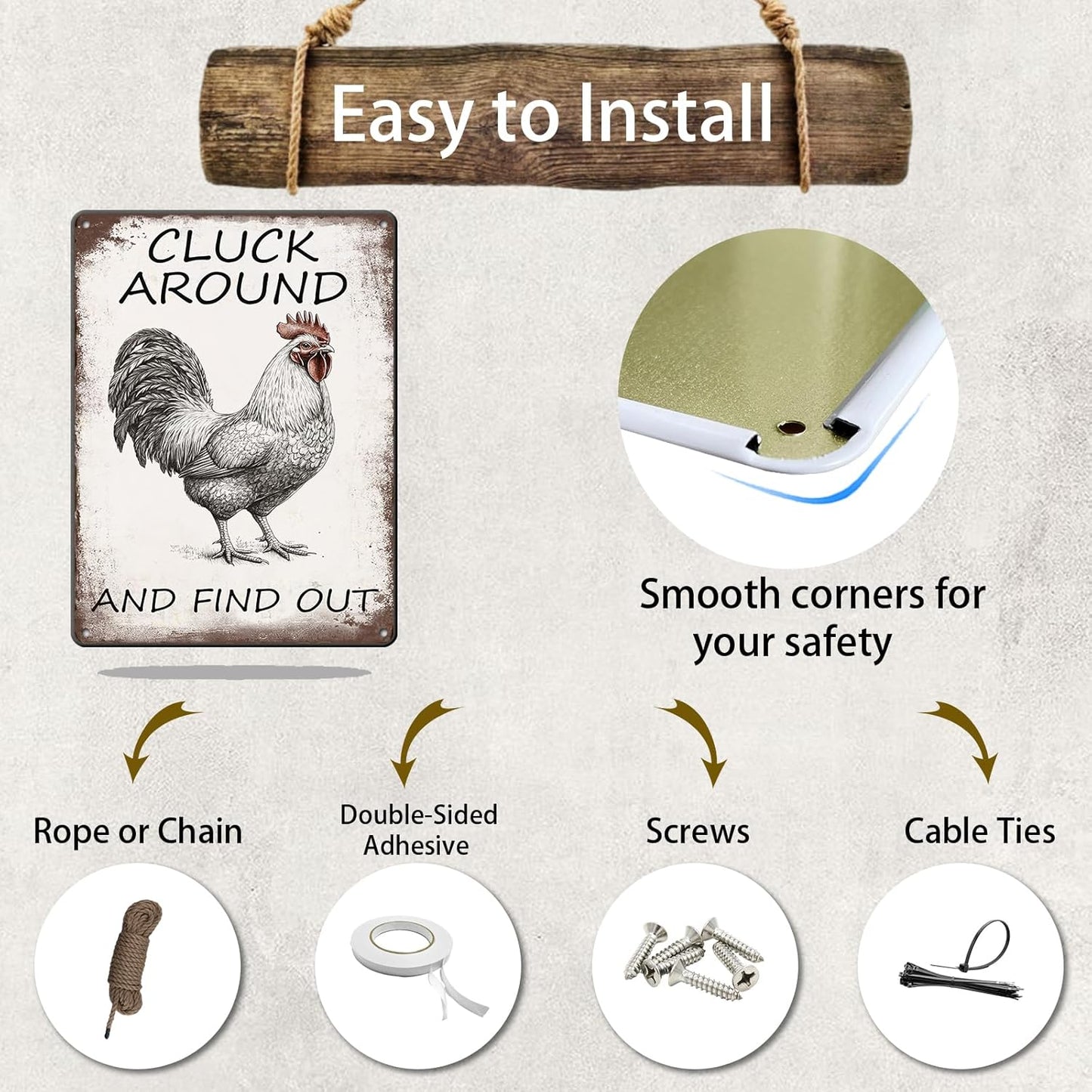 Vintage Tin Metal Aluminum Sign Chicken Cluck Around And Find Out Iron Painting Vintage Wall Decoration Poster For Home Garden Yard Garage Bar Shop 12x16 Inch