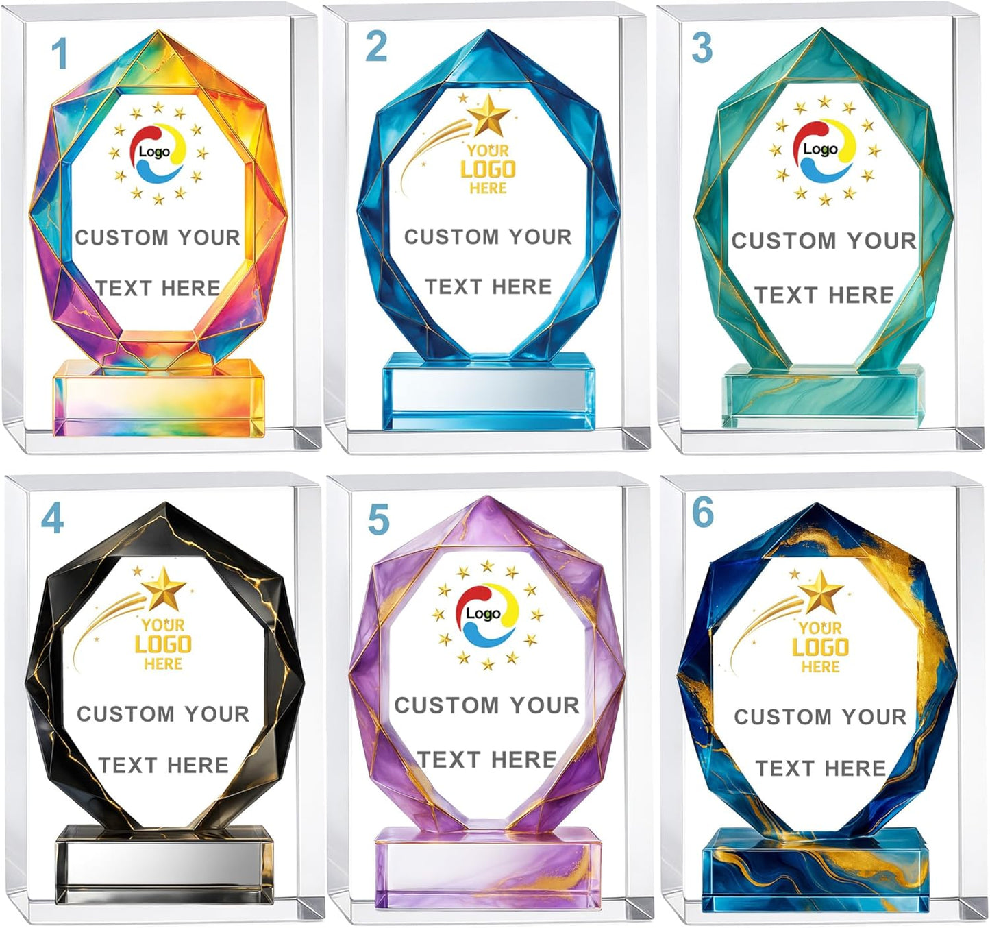 Personalized Acrylic Trophy Award - Custom Award with Name, Logo – Employee Recognition, Retirement, Sports Competition