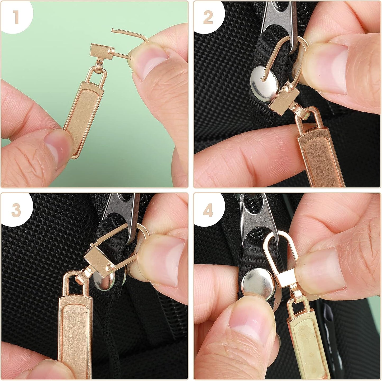 10 PCS Replacement Zipper Pull Detachable Metal Zip Pulls Repair Golf Bag Zipper Pull Replacement Tab for Luggage Clothing Jackets Jeans Backpacks Boots Dresses Purse Coat(Universal Extender)