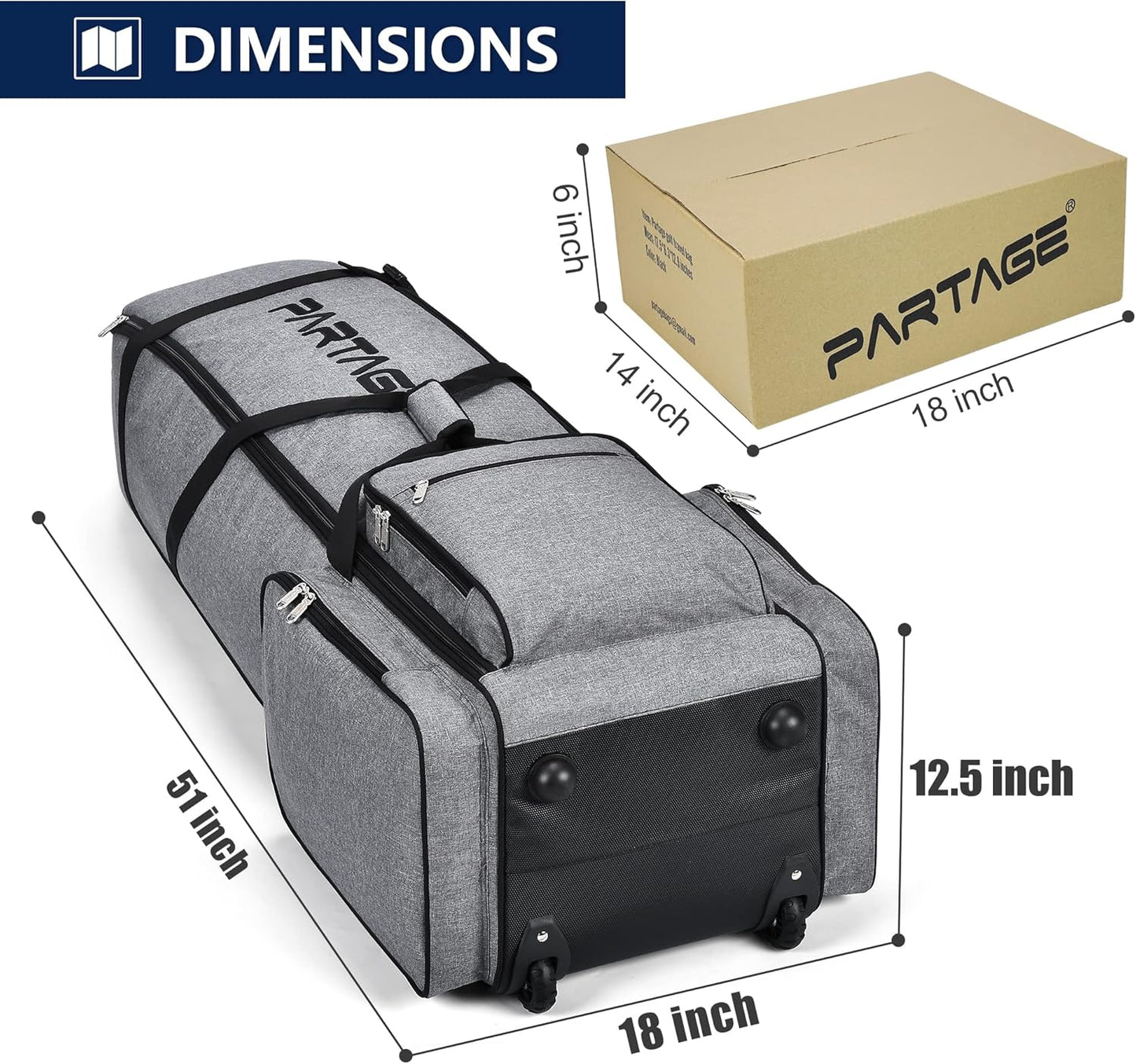 Partage Golf Travel Bag with Wheels,Golf Travel Case for Airlines -Black