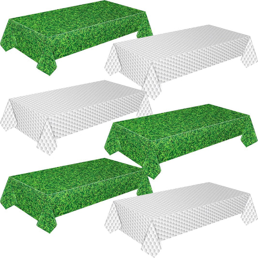 Mixweer 6 Pcs Golf Party Decorations 54 x 108 Inch Disposable Plastic Touchdown Table Cover for Golf Birthday Party Decorations