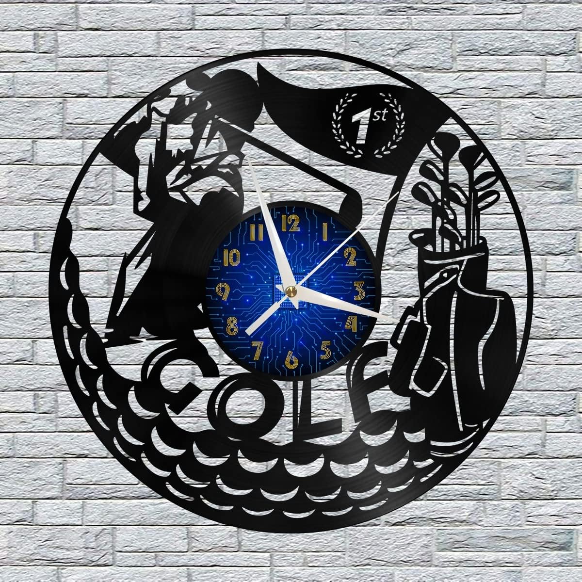 Golf Decoration Vinyl Wall Clock, Vinyl Record Clock Wall Art Silent & Non-Ticking(12 inchs B)