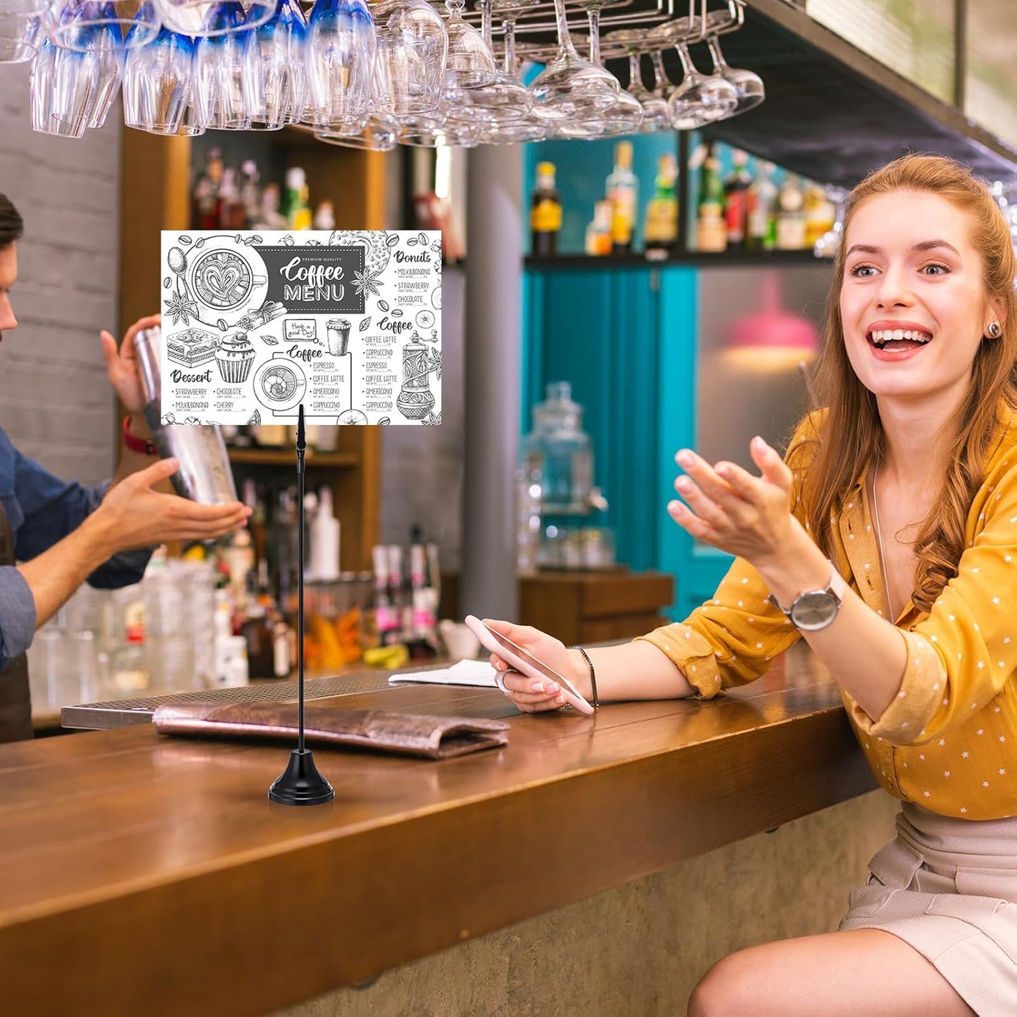 Skyygemm 12 Pcs Table Number Holders 12 Inch Place Card Holder with Alligator Clip Metal Place Card Stands Table Sign for Photos, Food Signs, Birthdays, Weddings (Black)