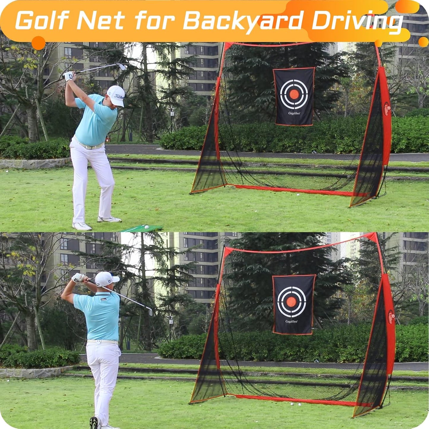 Gagalielo Golf Hitting Net with Target：Professional Heavy Duty Practice Net for Driver Swing Training Backyard Garage