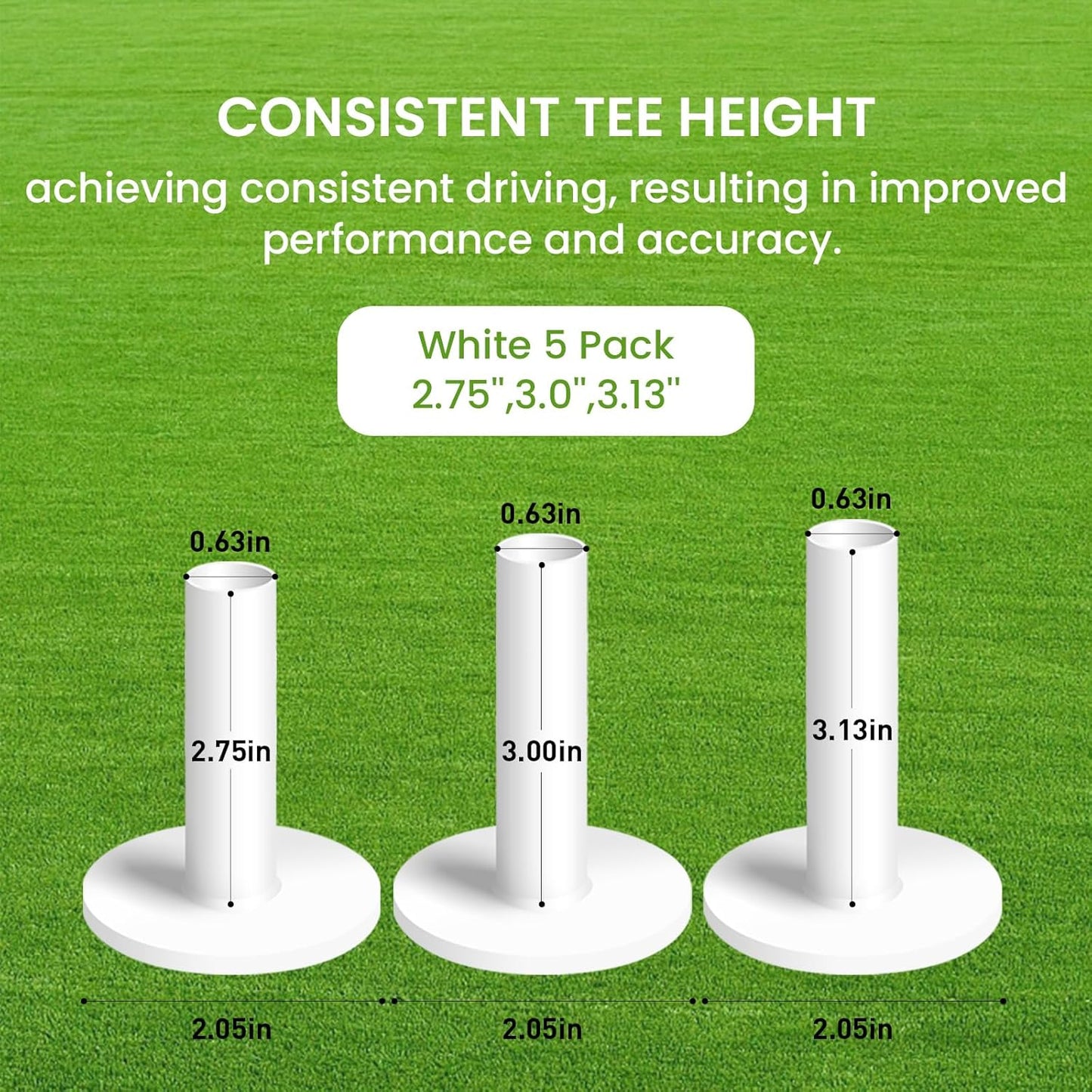 Golf Rubber Tees Driving Range Different Size, Professional Durable Tee Set for Indoor Outdoor Practice Mat…