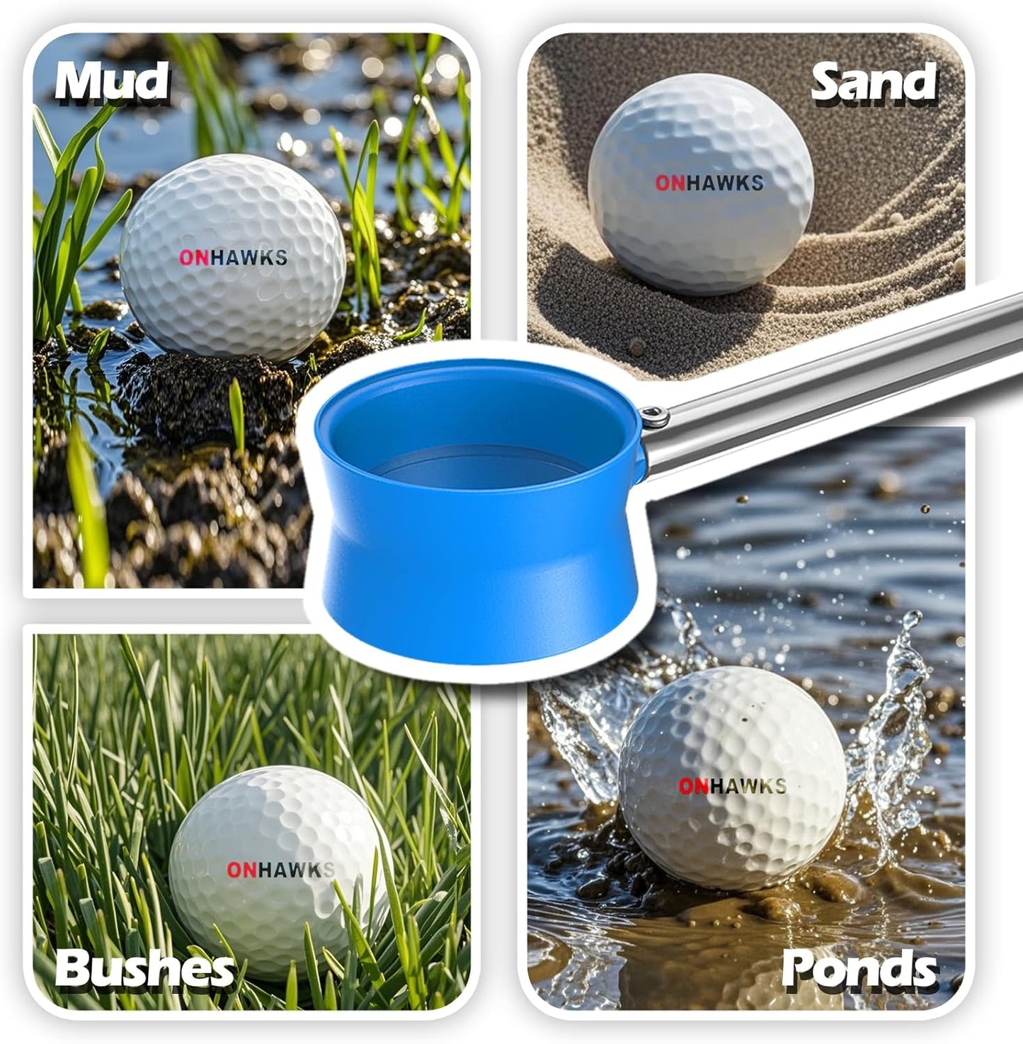 Golf Ball Retriever for Water,Telescopic 12Ft/9Ft Stainless Steel Shaft Two-Sided Easy Pick Up Balls,Unbreakable Head Retriever Tool Golf Accessories Golf Gift for Men