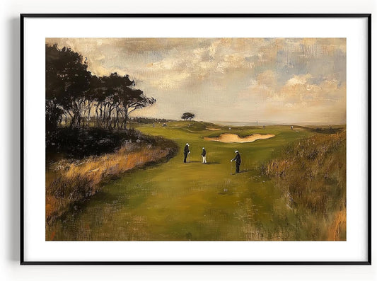 Vintage Golf Course Premium Giclee Fine Art Prints - Antique Style Golf Course Painting Posters, Golf Wall Art, Aesthetic Golfing Poster for Home Office Decor, Ready to Frame