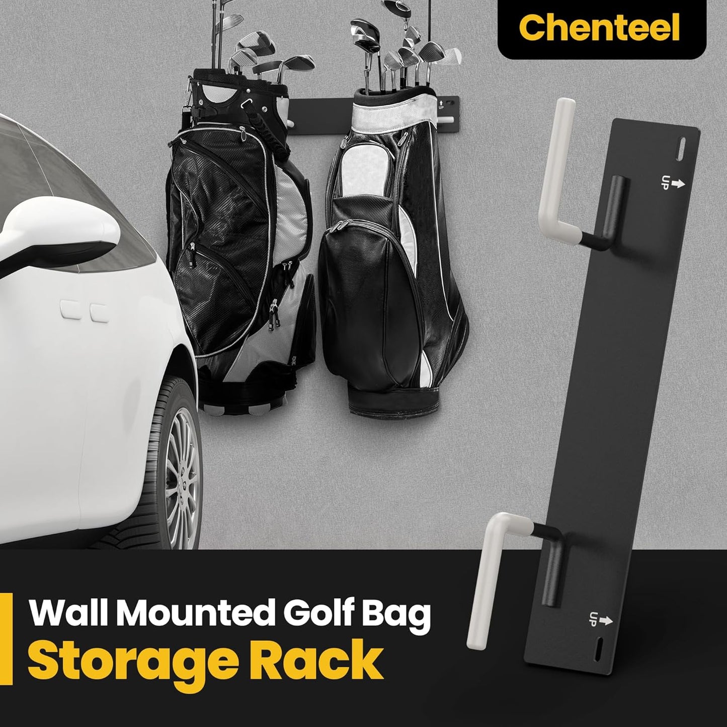 Wall Mounted Golf Bag Storage Rack,Golf Bag Storage Rack for Garage,Golf Bag Organizer for Garage,Golf Bag Hangers/Holder/Hook for Garage,Golf Storage System & Accessories