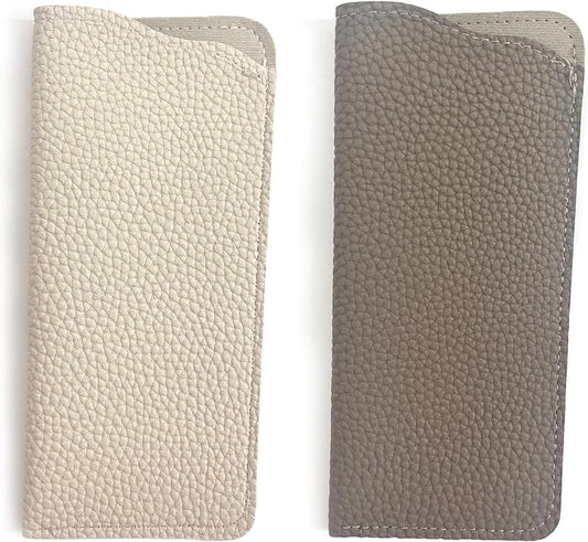 Mirkcittle Cases for eyeglasses 2 Pack Soft Leather for Women Men Fashion PU Sunglasses Pouch Portable Travel Glasses Cases