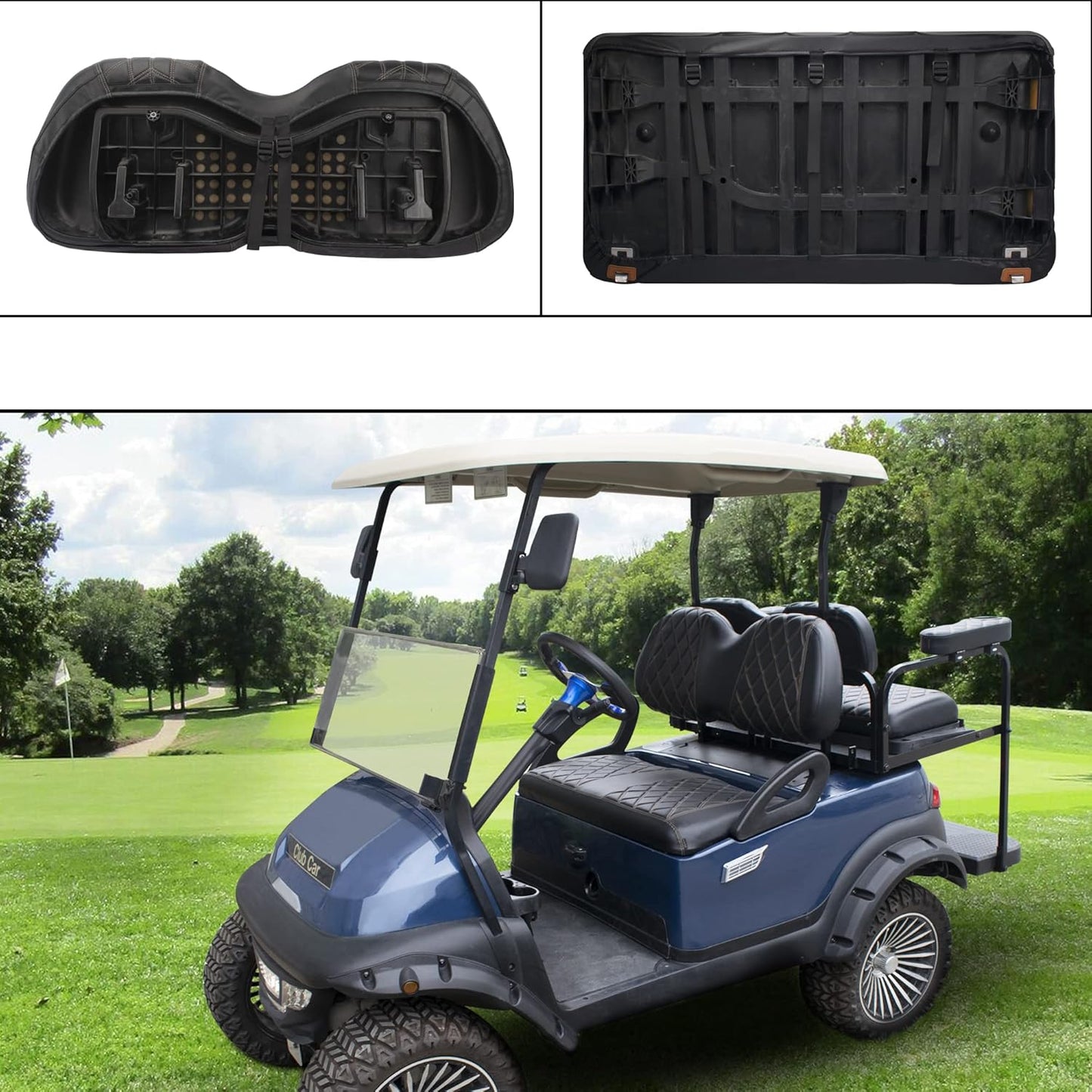 NOKINS Golf Cart Diamond Seat Covers Kit, Fit for Club Car Precedent OEM Standard Front Seat Cushion, Golf Cart Vinyl Seat Cover, No Nails Required