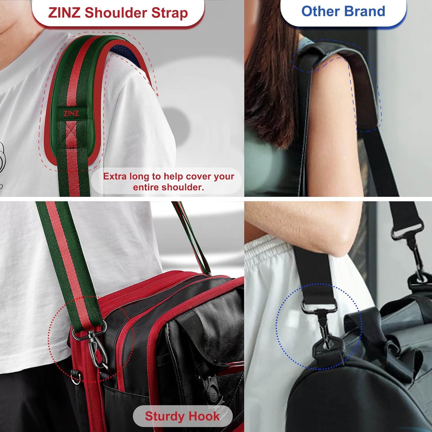ZINZ 79.5" Universal Strap with Ultra-Thick Fixed Breathable Pad - Adjustable Heavy-Duty Shoulder Strap for Laptop, Crossbody, Luggage, Gym, Camera Bag and More - TW01B04
