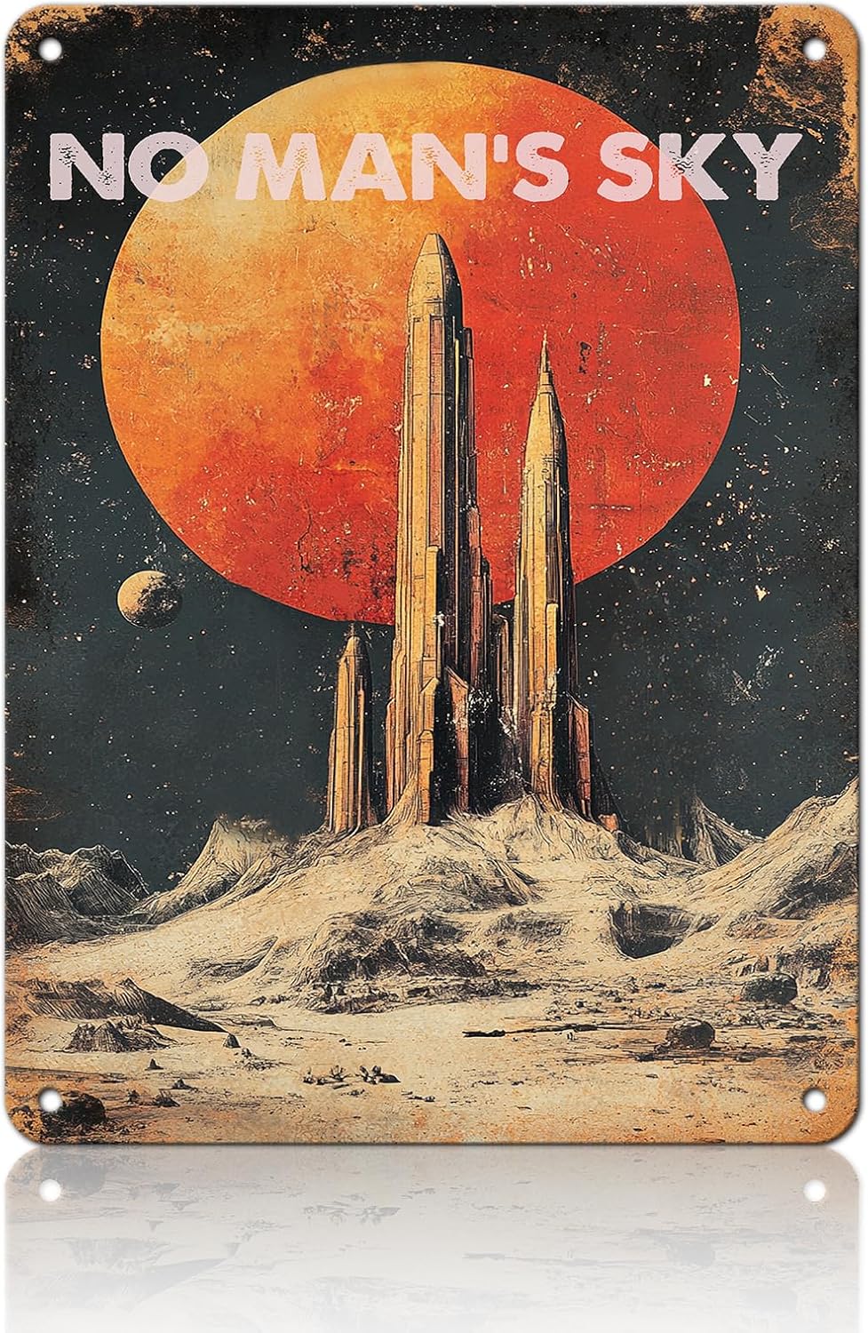 Vintage Wall Decor Metal Tin Plaque No Mans Sky Decoration Public Sign Poster Iron Painting Wall Decor Poster Wall Art Nostalgic Tin Sign for Home Cofe Kitchen Pub Bar 12x16 Inch