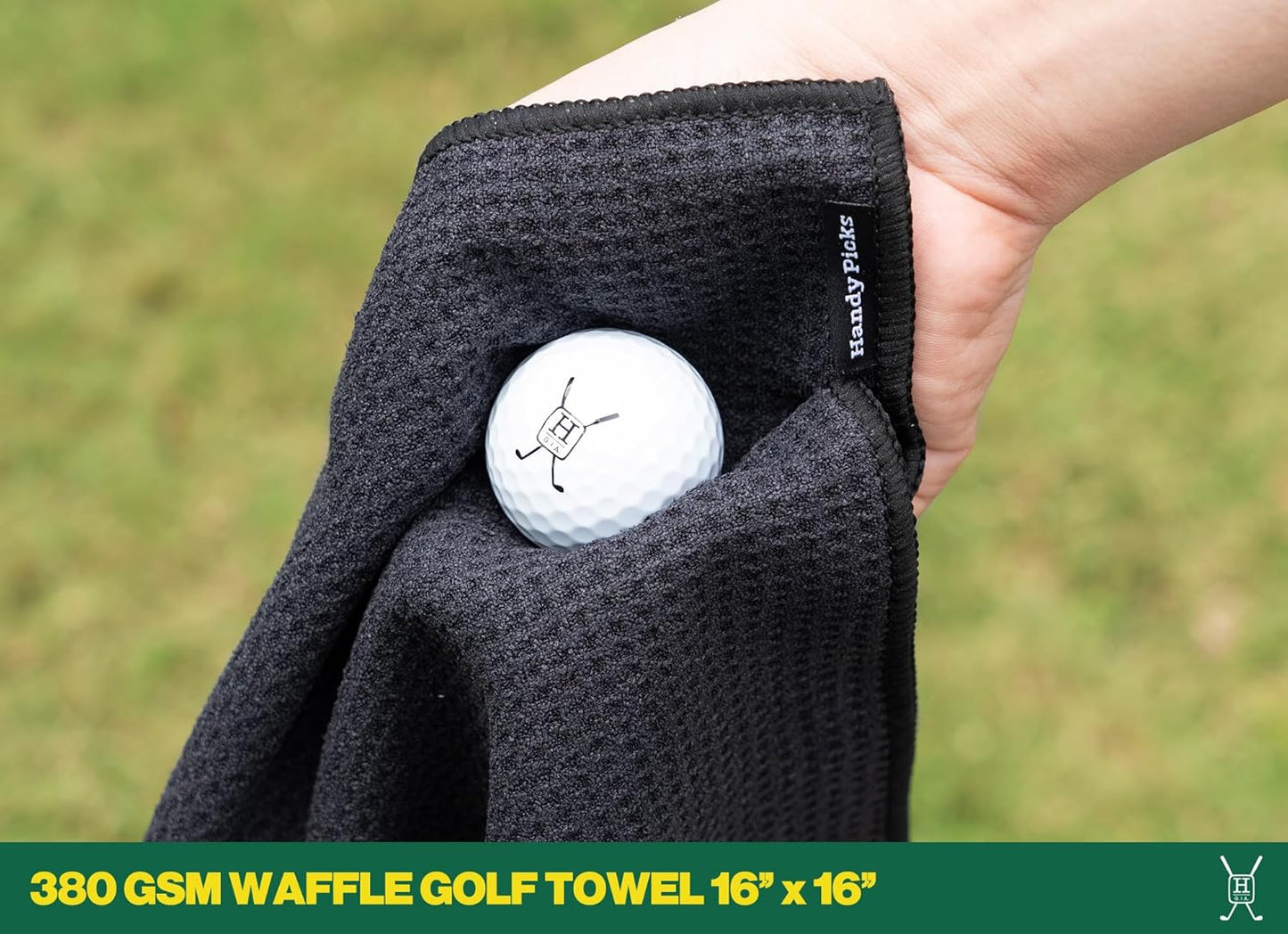 Handy Picks Golf Club Cleaner with Water Bottle Holds 5.5 OZ, Heavy Duty Metal Retractable Magnetic Clip, Waffle Microfiber Golf Towel, Ideal Water Brush Combo