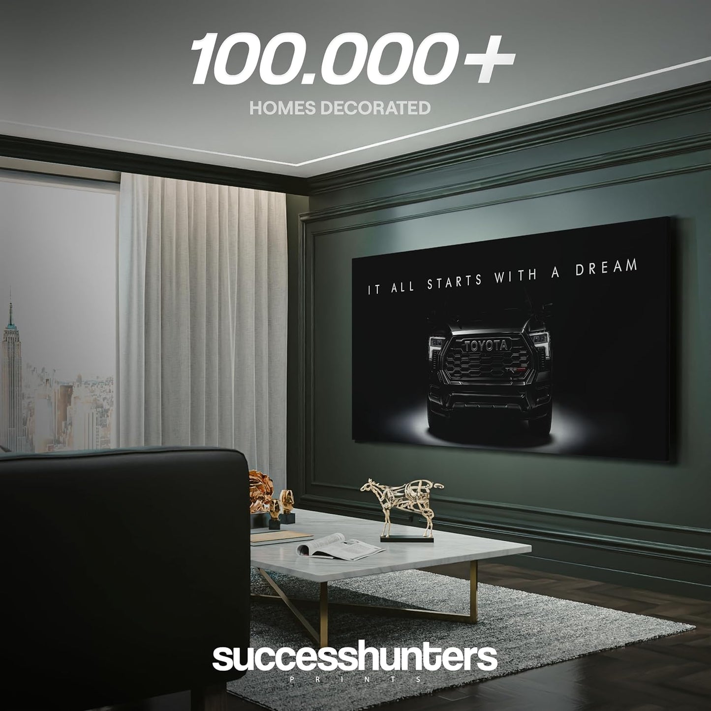 Motivational Wall Art for Office, Super Car Art Canvas, Inspirational Automotive Decor for Toyota Tundra TRD Pro Sportscar Lovers, Motivational Wall Decor for Home, Car Poster (10" x 20" in)