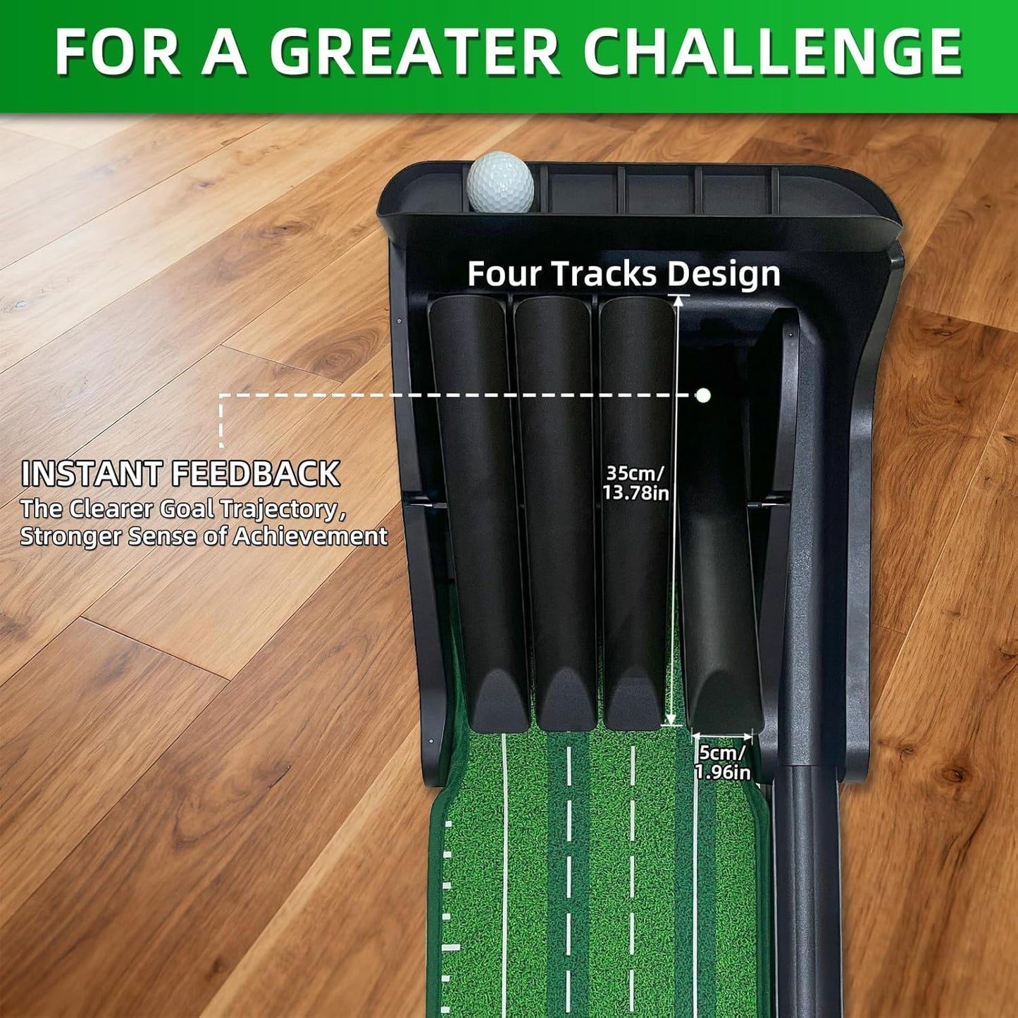 KOFULL Putting Green Mat, 4 Balance Boards Putting Mat, Greater Challenge and Fun, Golf Green Mat with Automatic Ball Return, Indoor & Outdoor Practice, Golf Gifts for Men