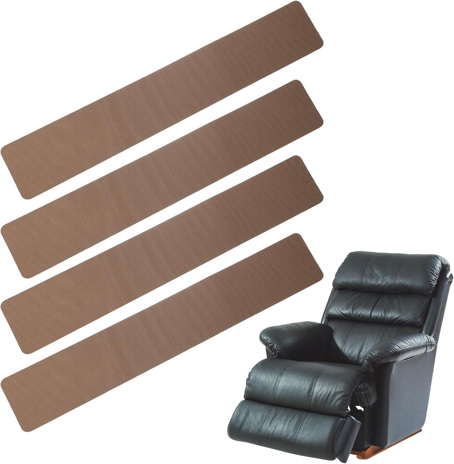 PATIKIL Rectangle Corner Anti-Slip Furniture Rail Pads 27x4x3, 4 Pcs Non-Skid Rubber Furniture Pads for Hardwood Floors Protector Grippers Pads Recliners Sofa Couches, Brown