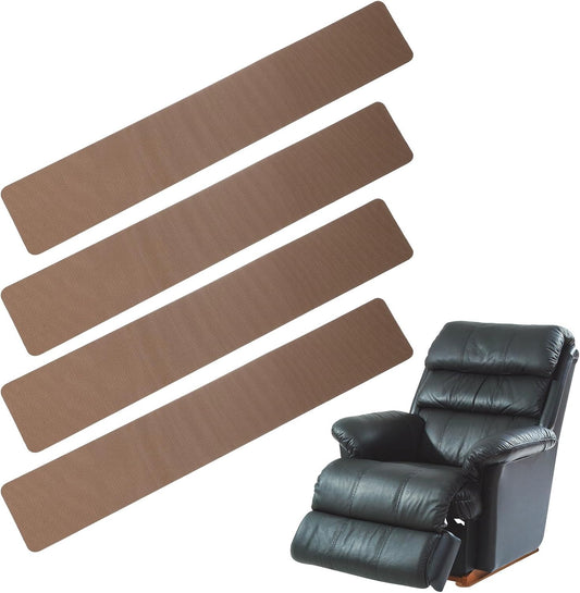 PATIKIL Rectangle Corner Anti-Slip Furniture Rail Pads 27x4x3, 4 Pcs Non-Skid Rubber Furniture Pads for Hardwood Floors Protector Grippers Pads Recliners Sofa Couches, Brown