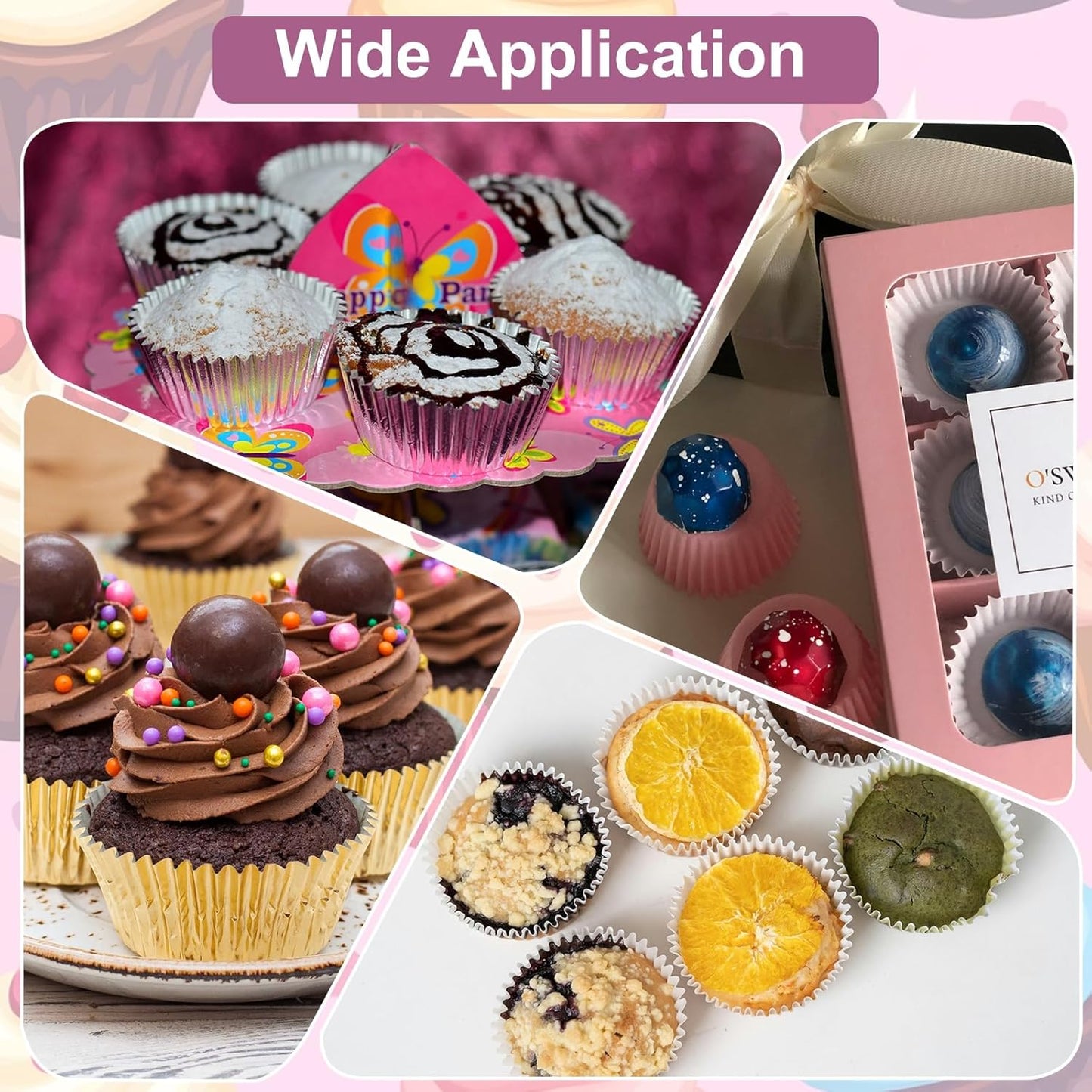 HARFINGTON 300 Count Blue Foil Muffins Cupcake Liners Standard Size Metallic Baking Cups Wrappers Greaseproof for Party Wedding Birthday