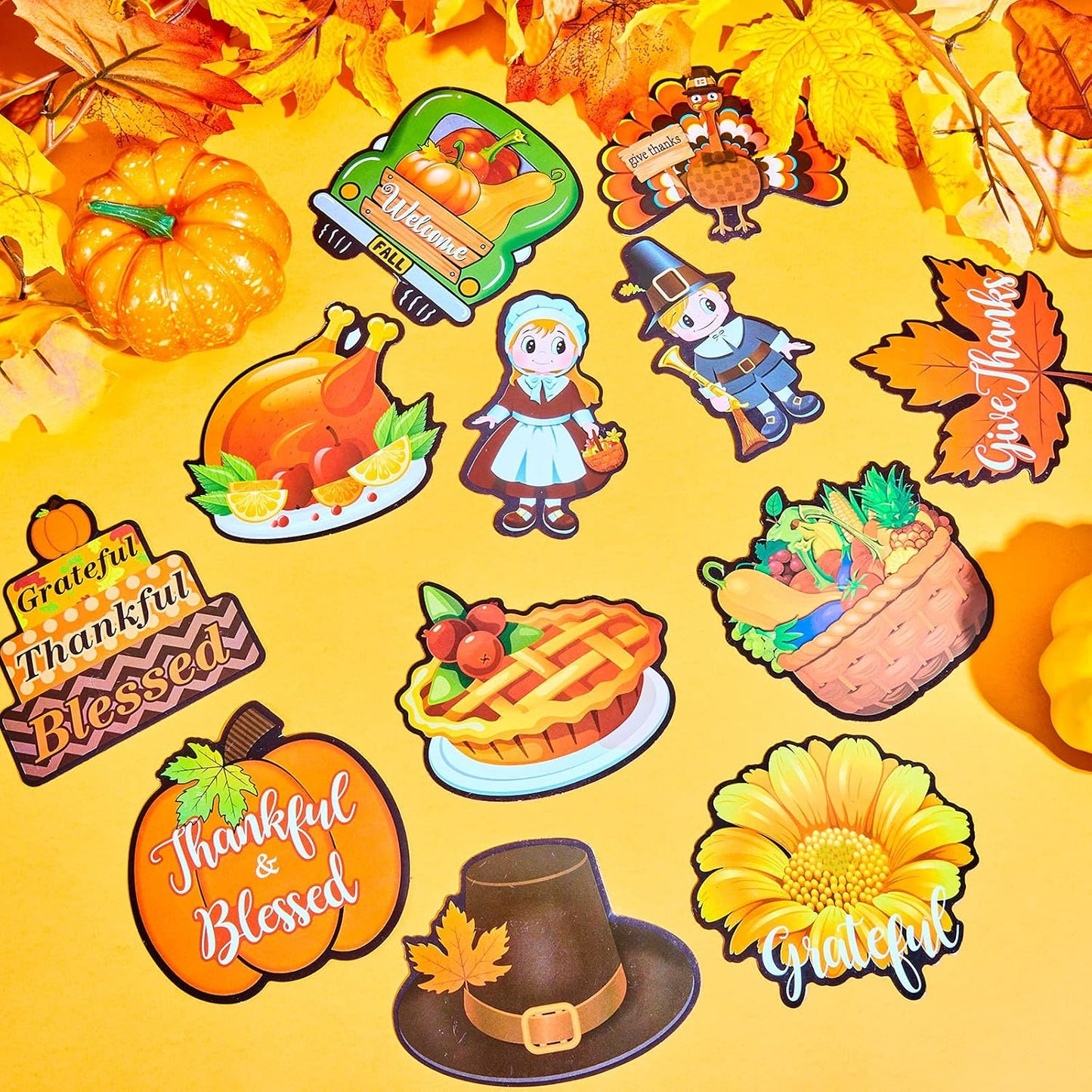 12 Pieces Thanksgiving Refrigerator Magnets Fall Magnets Autumn Holiday Magnets for Locker Fridge Home Decor (Turkey Style)