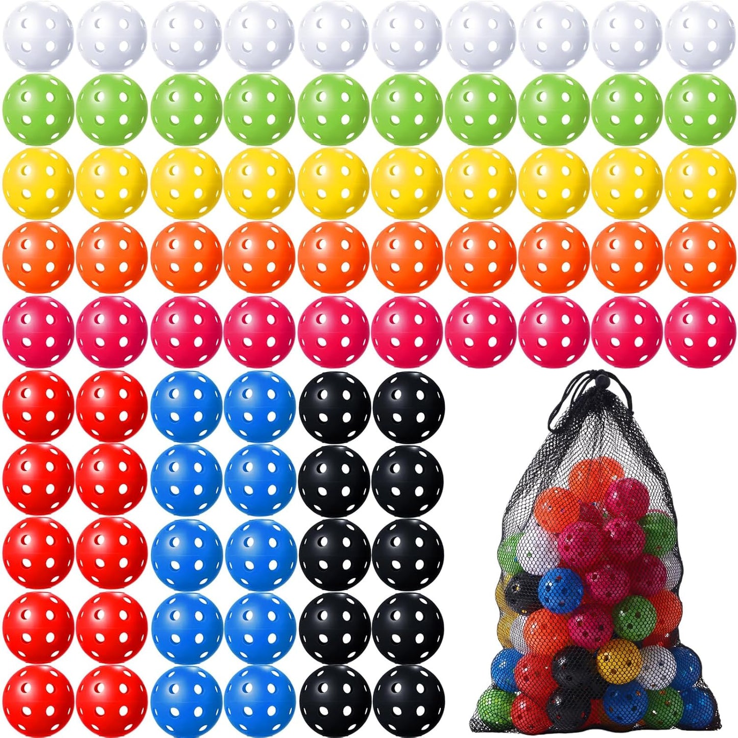 80 Pack Practice Golf Balls Limited Flight 42 mm Golf Training Airflow Hollow Plastic Ball for Women Men Indoor Outdoor Driving Range Swing Practice Home