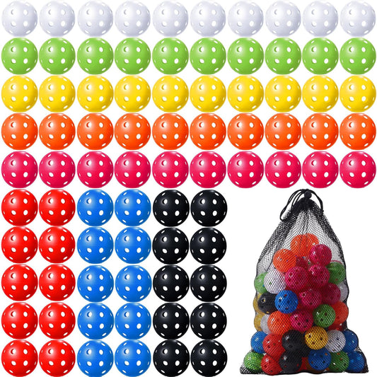 80 Pack Practice Golf Balls Limited Flight 42 mm Golf Training Airflow Hollow Plastic Ball for Women Men Indoor Outdoor Driving Range Swing Practice Home