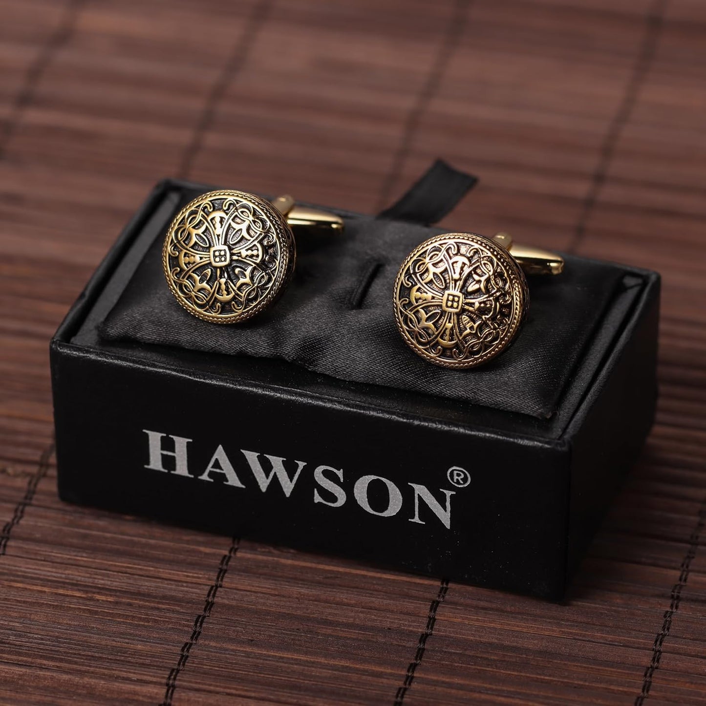 HAWSON Cufflinks and Studs for Men-Fashion Men Vintage Enamel Carbon Fiber Tuxedo Shirt Cufflinks and Studs Set for Regular Wedding Business Accessories