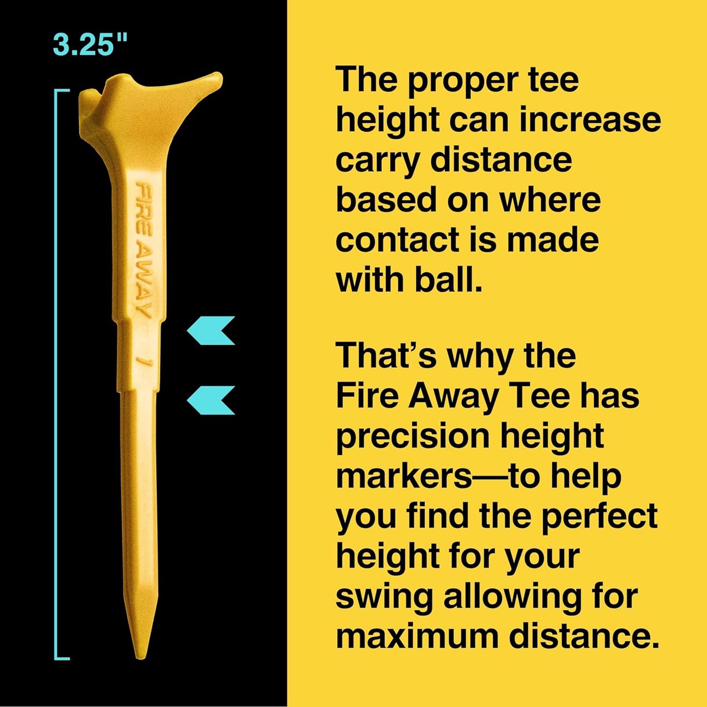 FIRE AWAY Premium Golf Tees, Reduced Ball Spin, Less Friction & Precision Height Markers for Perfect Trajectory, Made of Special Unbreakable Plastic Nylon Blend
