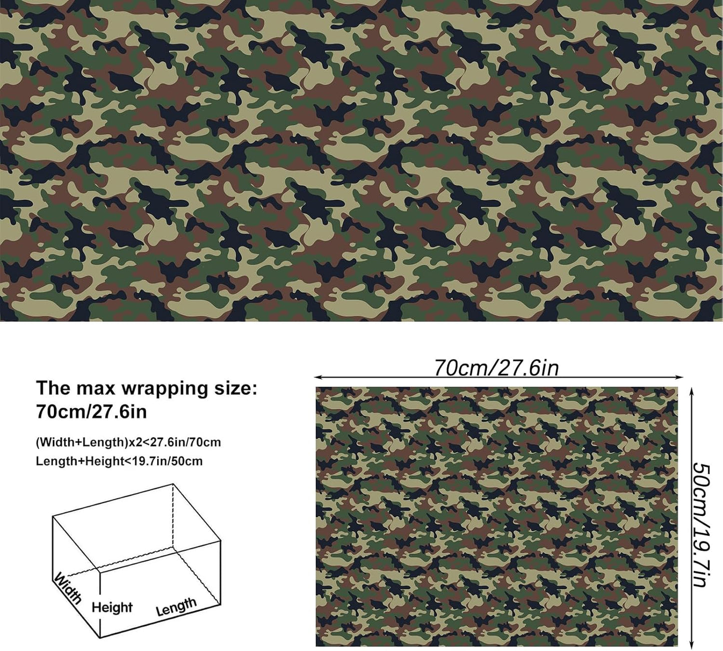 Dtiafu Camo Wrapping Paper for Men Boys Kids - Army Wrapping Paper for Birthday Veterans Day - 4 Style Green Blue Camouflage Gift Wrap - 20 X 28inch Per Sheet(8 Sheet Folded Flat)