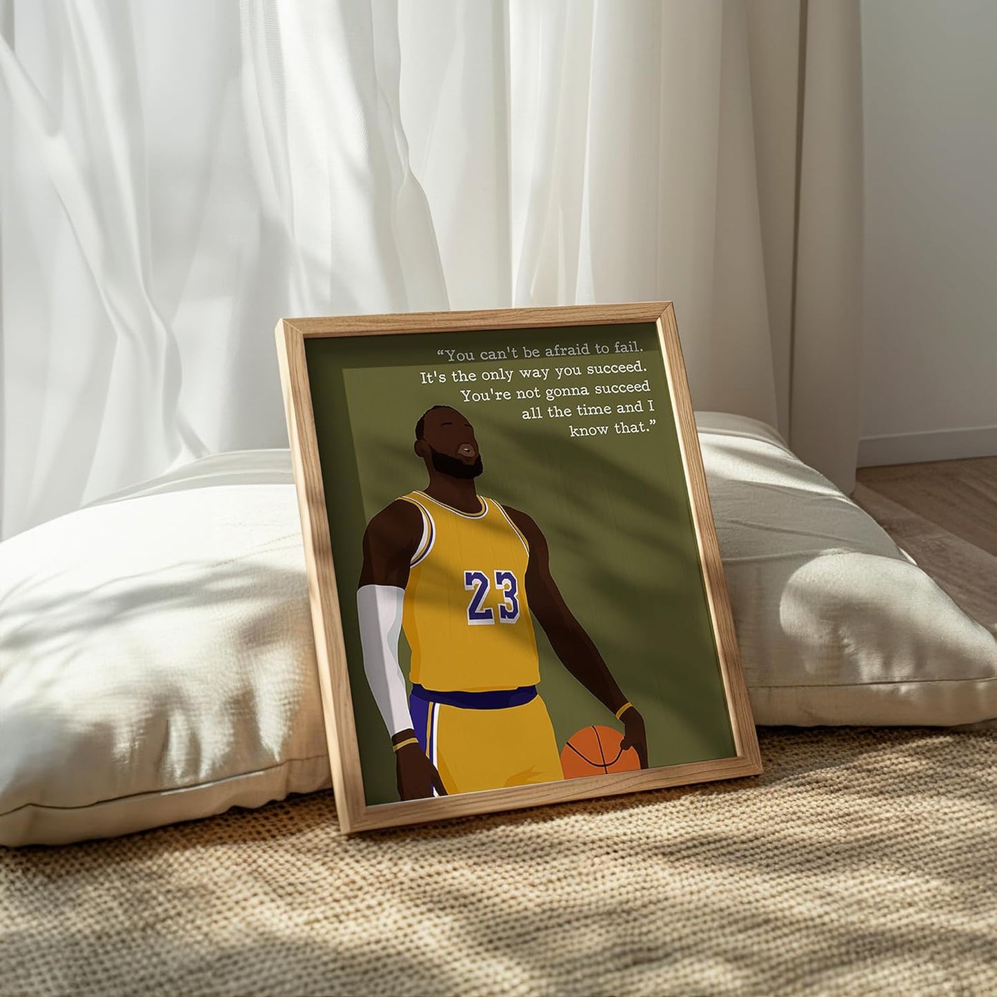LOLUIS Motivational Basketball Superstar Hand-Drawn Artwork Sport Quote Wall Art Decorations (Unframed 8"x10", Basketball Player 3)