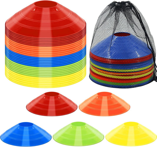 60/30 Pack Soccer Training Cones - Agility Cones with Carry Bag, Sturdy Disc Cones for Sports Training, Soccer, Football, Basketball, Indoor Outdoor Sports, Festive Events, Field Cone Markers