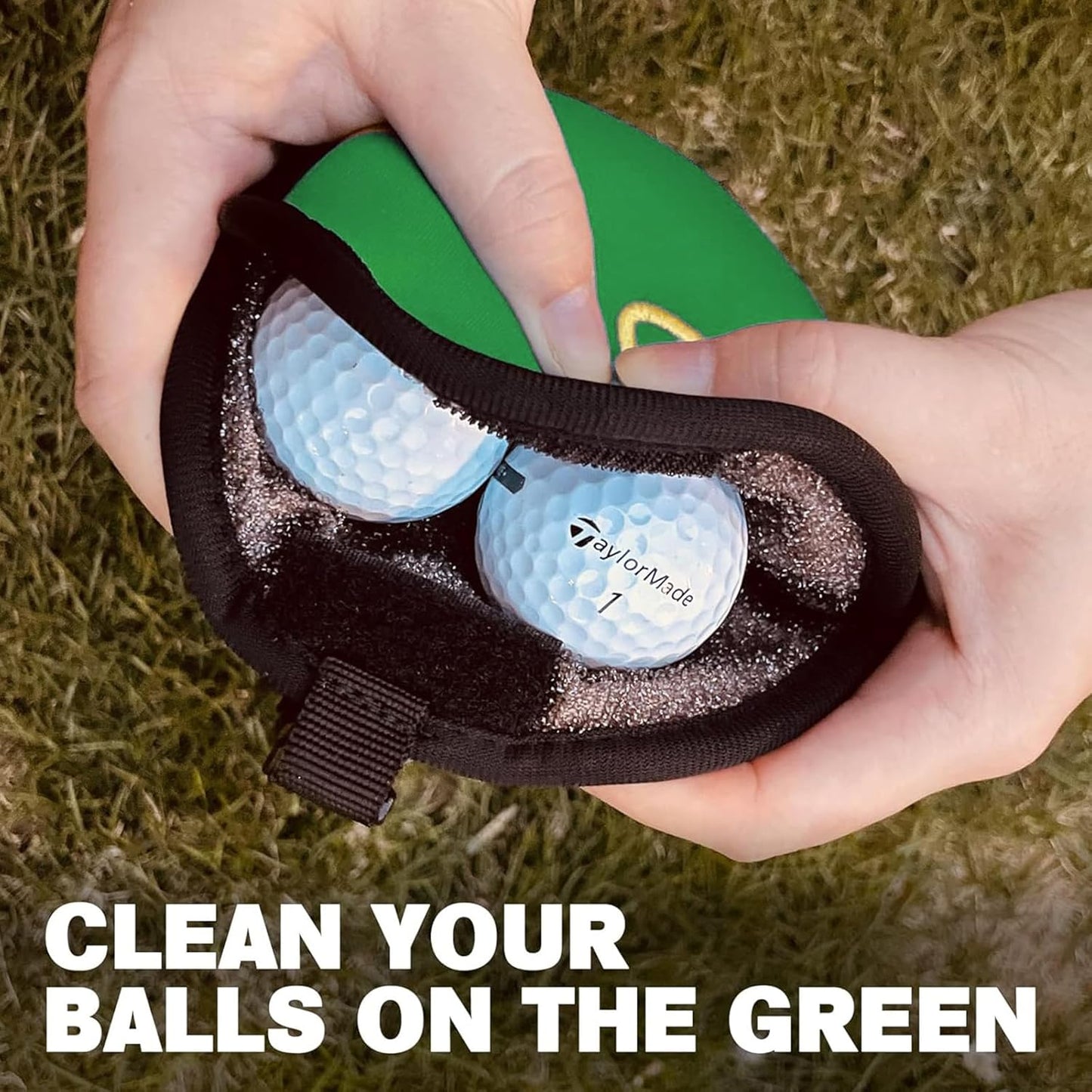 Golf Club Cleaner & Ball Cleaning Bag,Original Three-Layer Fabric Waterproof Technology,Golfer's Ultimate Green Clean Scrub Equipment Accessories,Removable Clips to Support Machine Washing