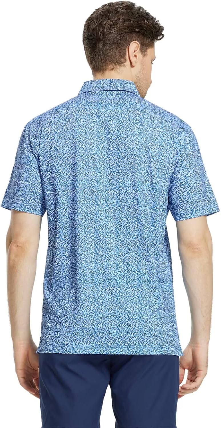 M MAELREG Mens Golf Shirt Short Sleeve Dry Fit Print Moisture Wicking Performance Patterns Collared Polo Shirt