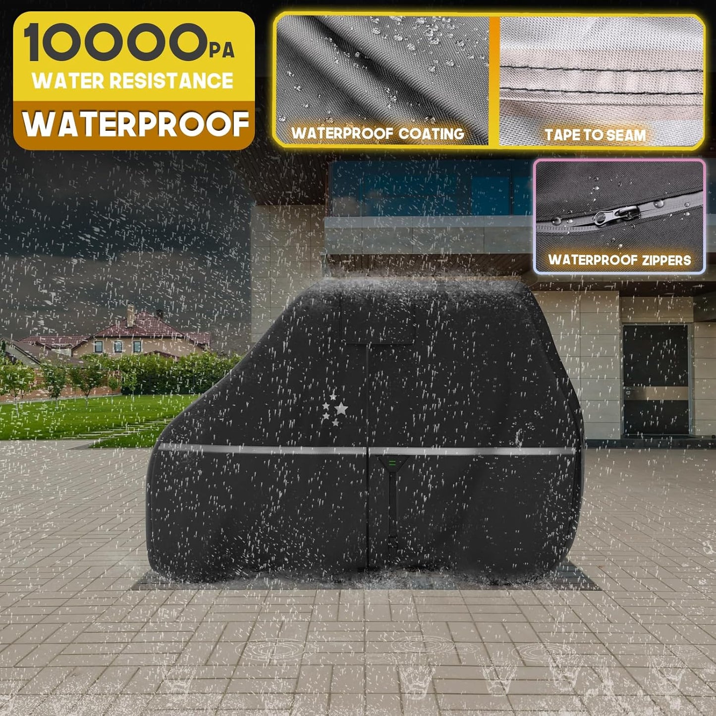 Waterproof Golf Cart Cover, Heavy Duty Marine Grade Fabric, Universal Fits for Most Brand 2/2+2/4+2 Passengers Yamaha, Honda, Club Car, EZGO Golf Cart