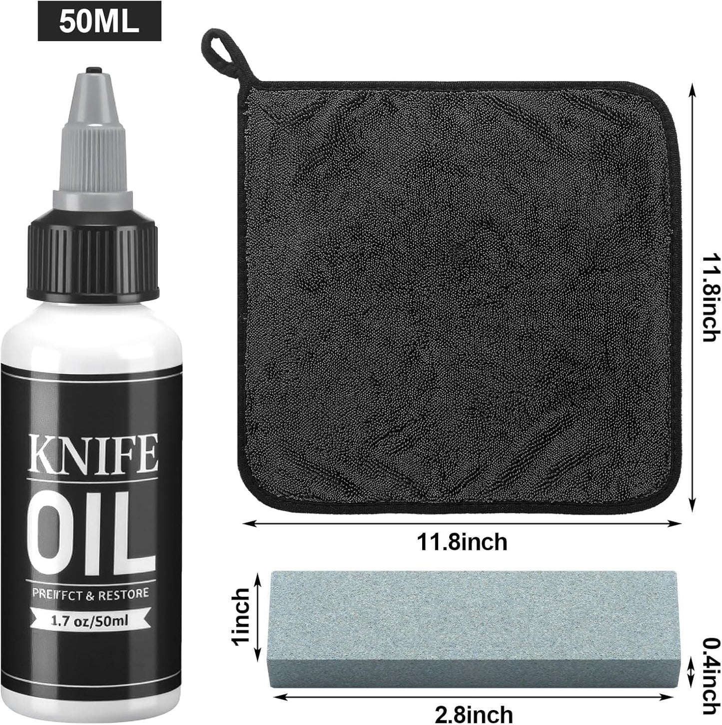 LemonRoad 108 Pcs Knife Oil Rust Eraser Kit Includes Rust Remover Sword Maintenance Oil Microfiber Cloth Black Gloves Cotton Swabs for Carbon Steel Blade, Cleaning, Protection and Lubricant Care Set