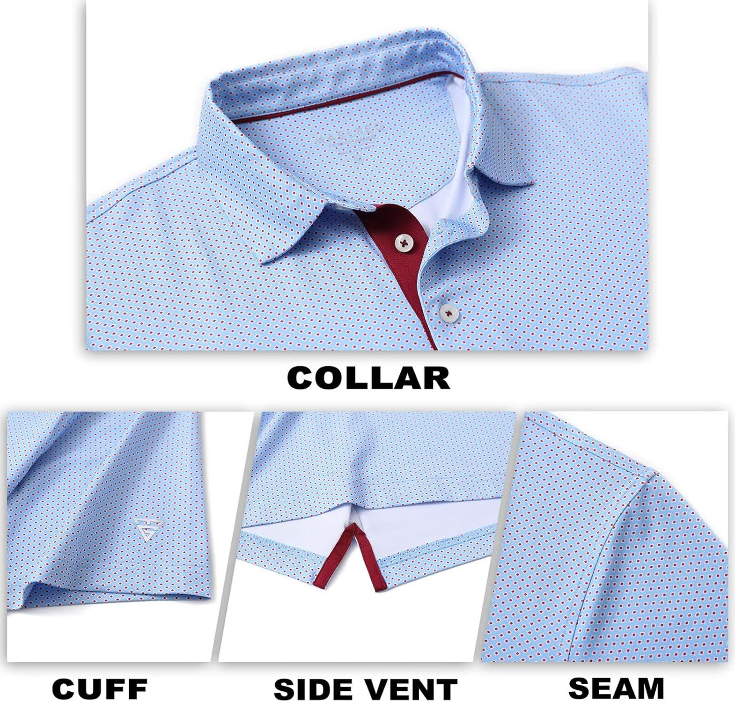 M MAELREG Mens Golf Shirt Short Sleeve Dry Fit Print Moisture Wicking Performance Patterns Collared Polo Shirt