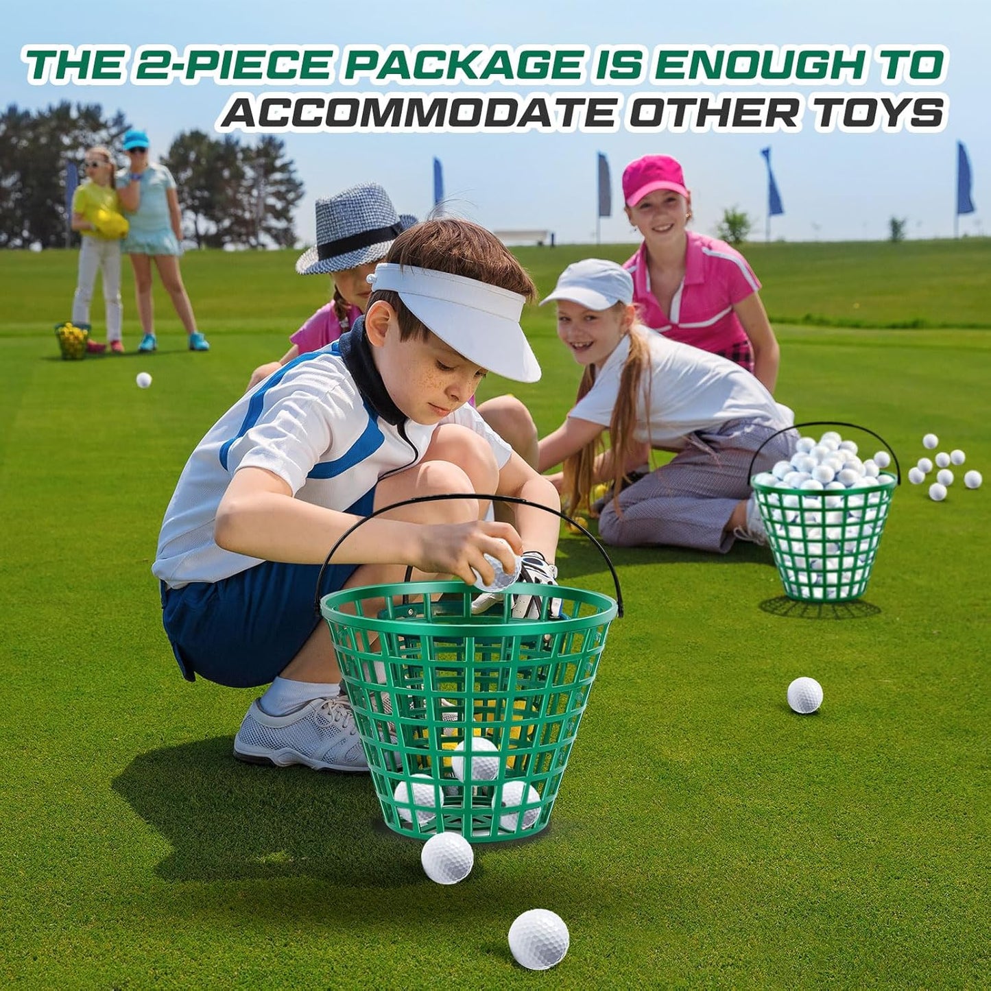 2 Pcs Golf Ball Basket, Can Hold Balls Golf Ball Container with Handle Ball Holder Contain Stadium Accessories Golf Ball Storage Bucket for Golf Storage Accessories