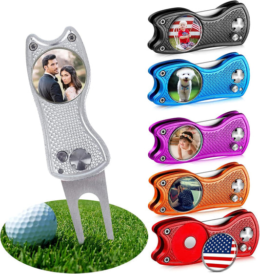 xrlsg Custom Golf Ball Marker and Hat Clip 1 Set, Magnetic Hat Clip with Your Personalized Photo Logo for Golfers, Boyfriend