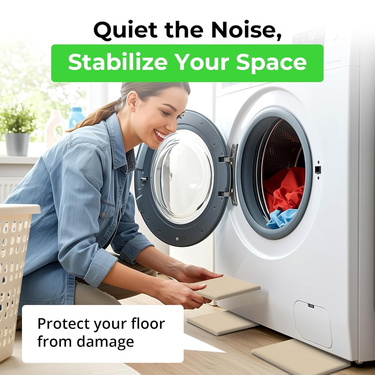 XCEL Equipment Pads, Anti Vibration Non Slip Furniture Pads Customizable Acoustic Foam Rubber Pads Versatile Adhesive and Non-Adhesive (6" x 6" x 1/4" (8 Pack), White - Adhesive One Side)