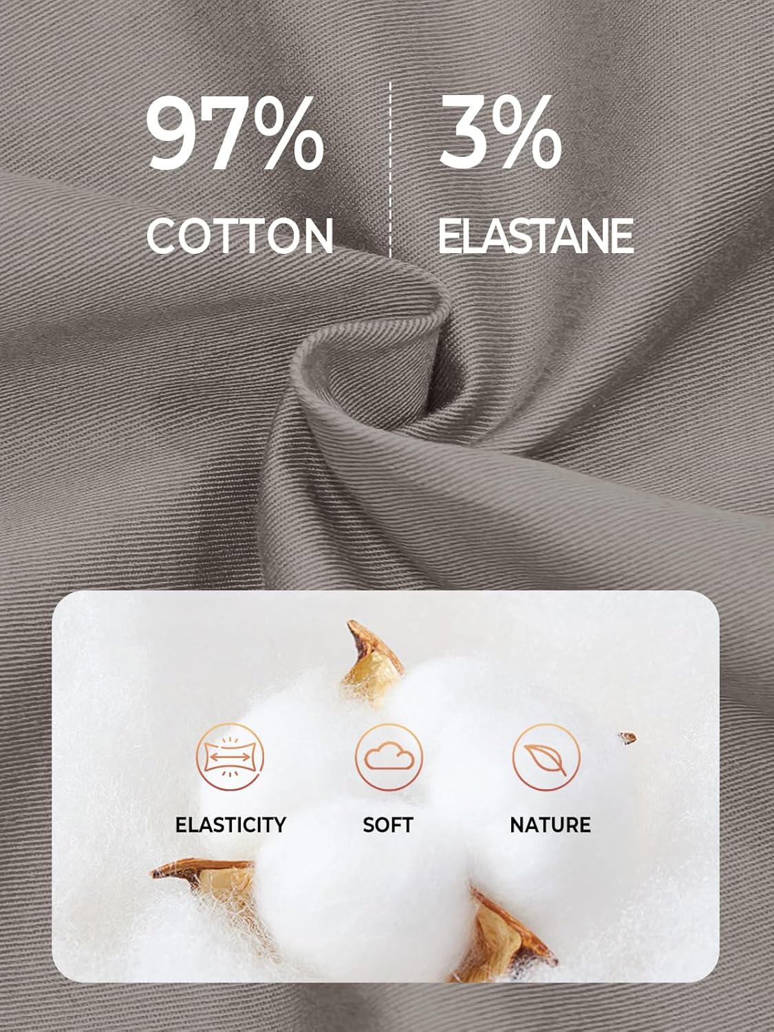 NORTHYARD Mens Casual Shorts-Cotton 9" Golf Hiking Drawstring Elastic Waist Work Shorts with Zipper Pockets