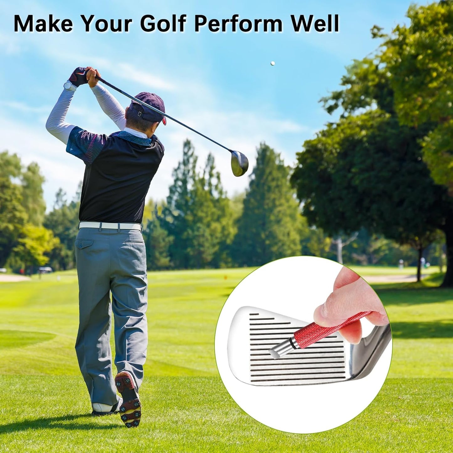 Golf Groove Sharpener Golf Club Groove Cleaner Generate Optimal Spin Use for Wedges & Irons