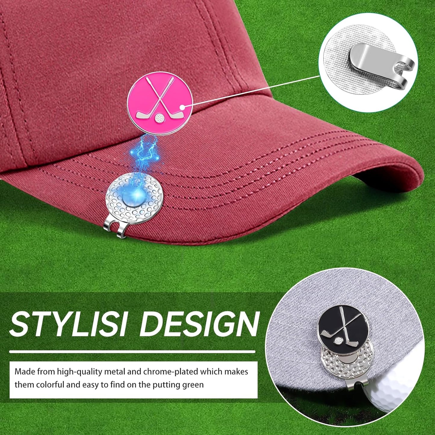 Funny Ball Marker Hat Clip, Magnetic Enamel Golf Ball Markers for Putting Green, Golf Ball Marker with Magnetic Hat Clip, Unique Gift for Golf Lovers