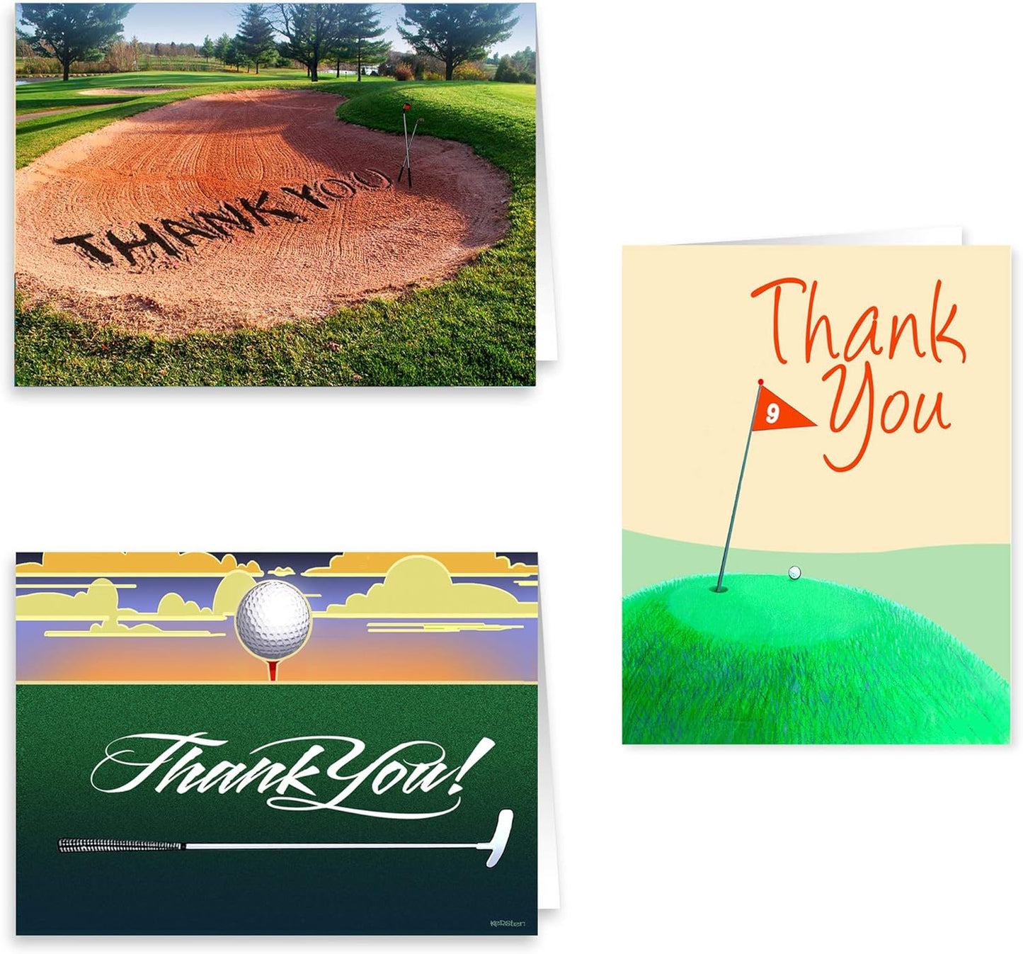 Stonehouse Collection Golf Thank You Cards - 12 Boxed Golf Themed Cards & Envelopes, 3 Fun Designs