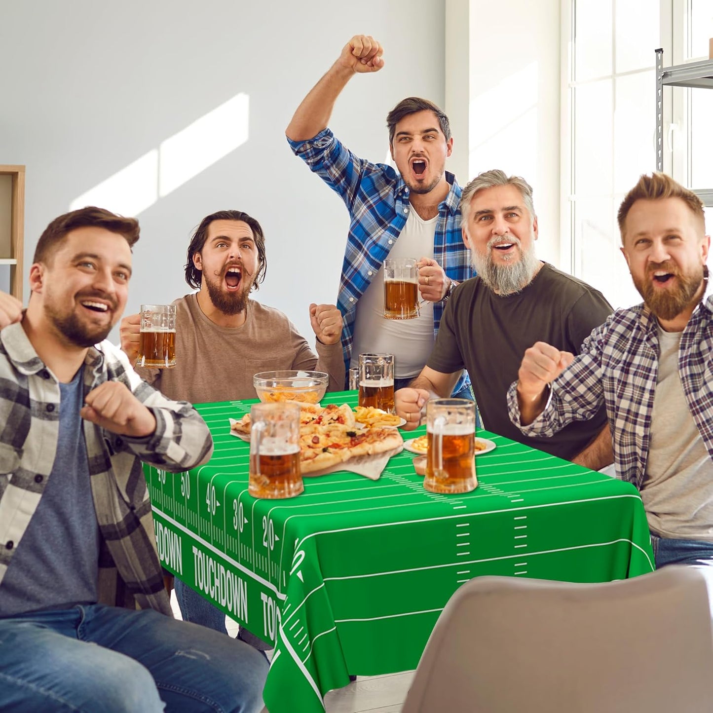 QZYL Football Party Supplies, Disposable Football Tablecloth, 4 PCS Table Cloth with 2 Styles, Touchdown Theme Tablecloths, Plastic Table Runner for Game Day Party Decorations