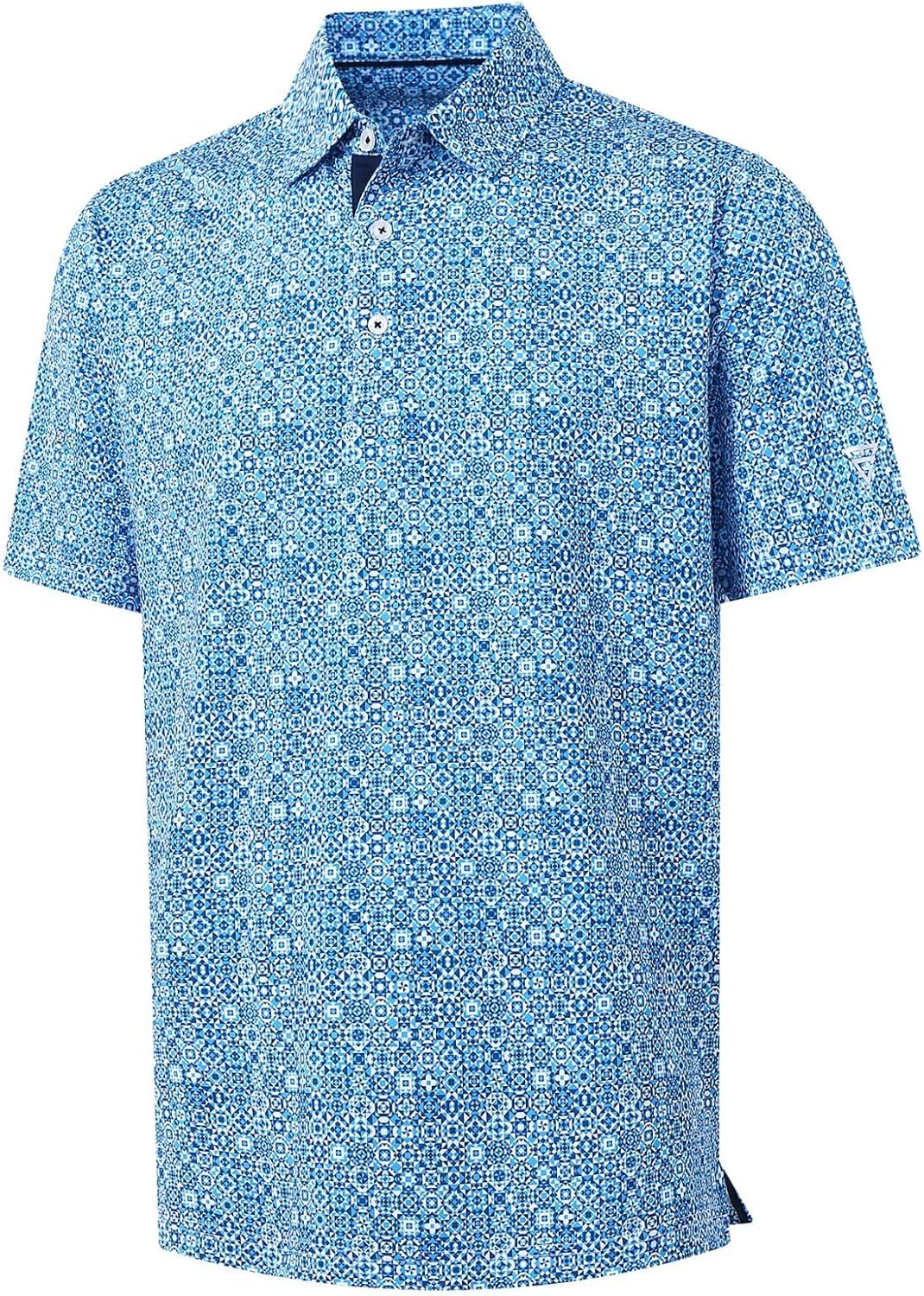 M MAELREG Mens Golf Shirt Short Sleeve Dry Fit Print Moisture Wicking Performance Patterns Collared Polo Shirt