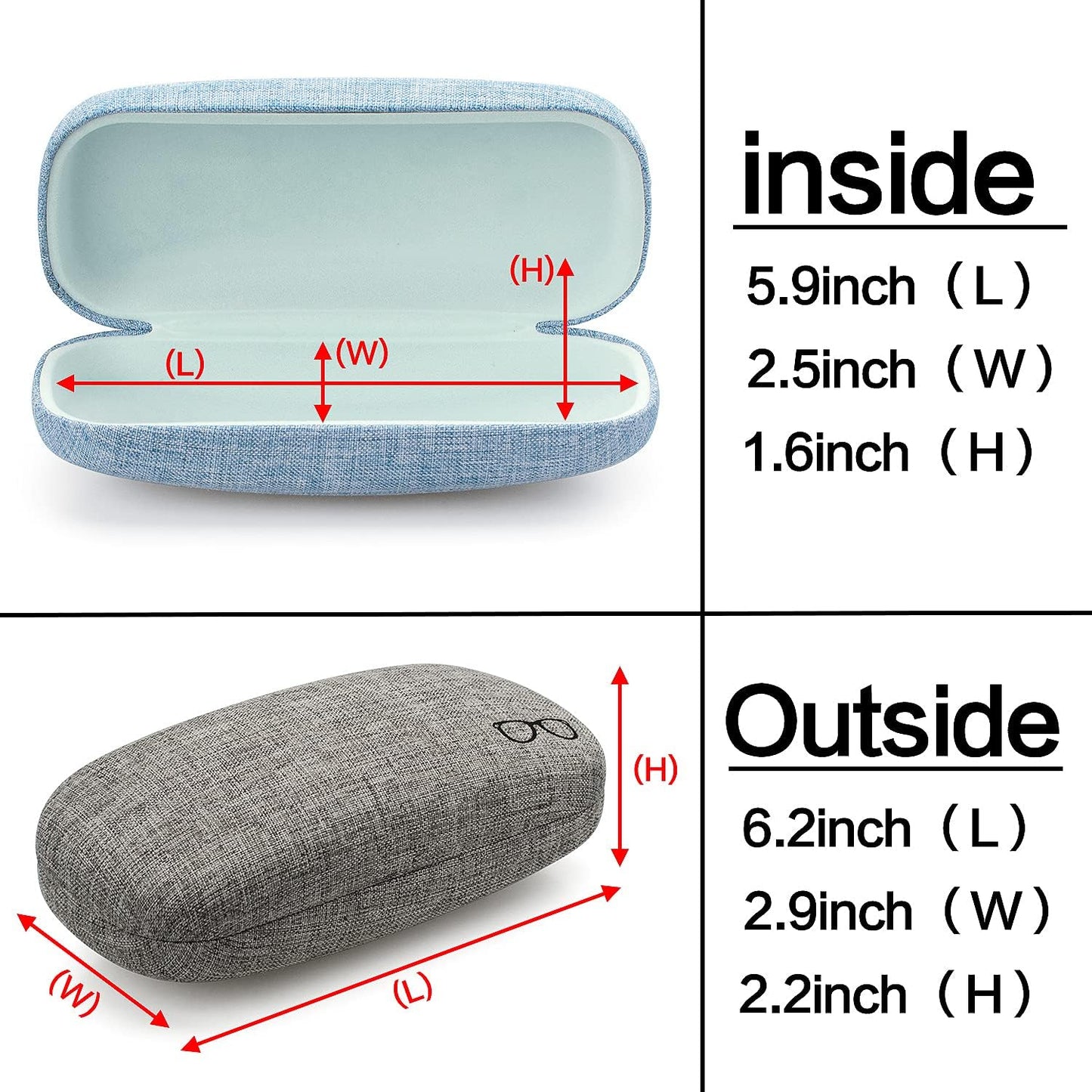 Vemiss Hard Shell Eyeglasses Cases, Linen Fabrics Protector Sunglasses Case, Large Glasses Case